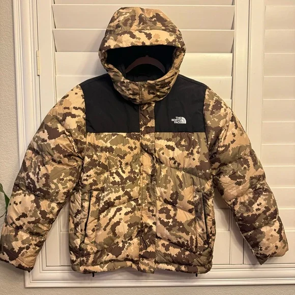 THE NORTH FACE BALHAM DOWN PUFFER JACKET INSULATED CAMOU HOODIE - Picture 3 of 8